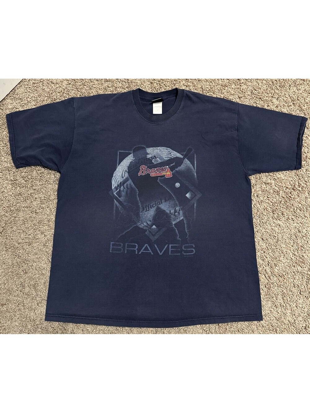 VTG 90s Pro Player Atlanta Braves MLB T-Shirt Mens XXL-3XL Navy Blue Faded